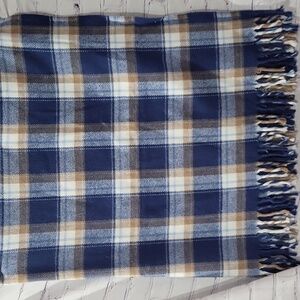 Vintage Faribo plaid fringed Scarf blanket picnic